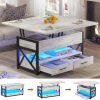 themistocles lift top wheel coffee table with drawers rgb led lights hidden compartment