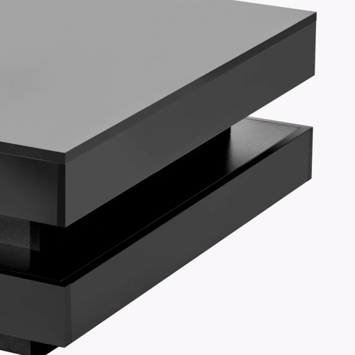 deontea pedestal high gloss minimalist design with led lights, 2 tier square coffee table, center table, living room table