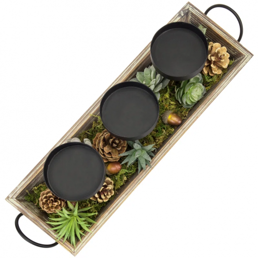 3 slot tabletop candelabra tray