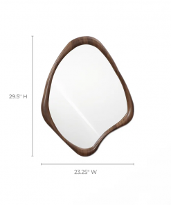 brown wood frame irregular decorative wall mirror