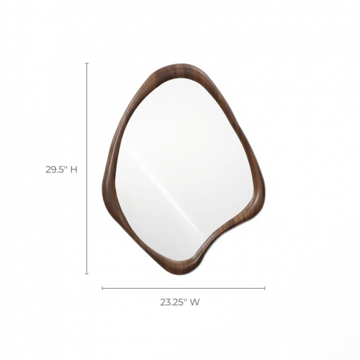 brown wood frame irregular decorative wall mirror