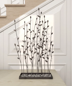 phillipston metal floral decorative black sculpture with loose stones