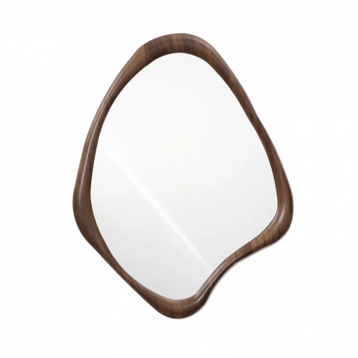 brown wood frame irregular decorative wall mirror
