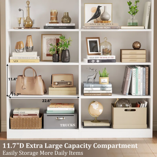 geng 74.3"h x 47.2"w wood double 6 tier standard bookcase
