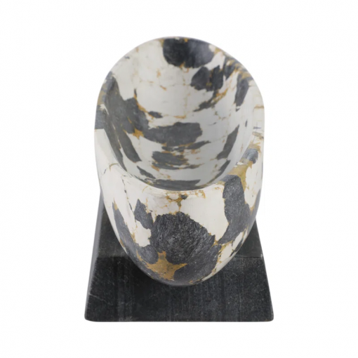 18" calhoun bowl with marble base, black/white