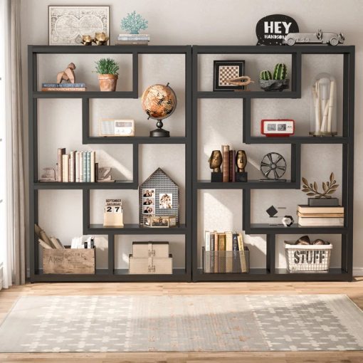 69.29" h x 39.37" w steel geometric bookcase