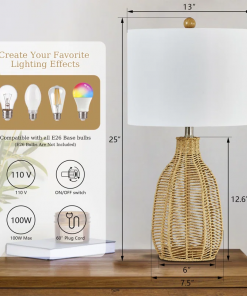 25'' country rope braided original color table lamp for living room/bedroom