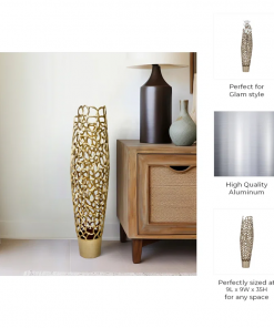 cranfield modern aluminum vase with intricate openwork design