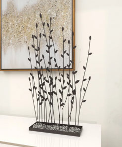 phillipston metal floral decorative black sculpture with loose stones