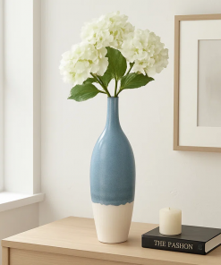 romilly decorative flower vase for home decor – large flower vase for entryway or living room display – tall vase for contemporary or transitional spaces – blue and white