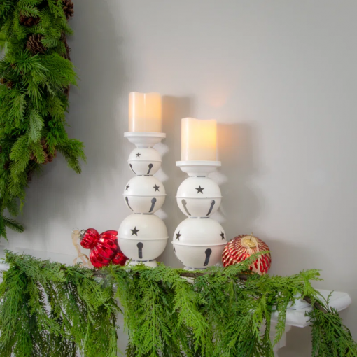 12.5" metal jingle bell candle holders