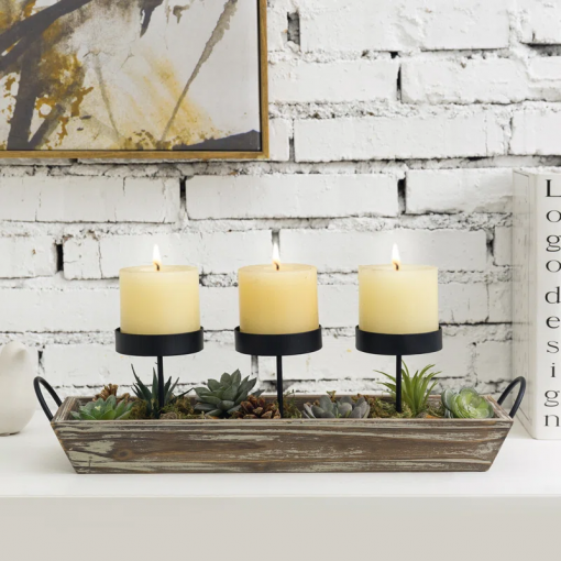 3 slot tabletop candelabra tray