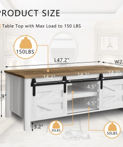 esben 47.2'' long coffee table with 2 sliding doors and 3 hidden storage compartments