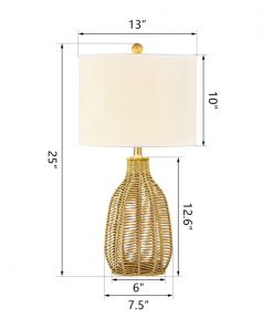 25'' country rope braided original color table lamp for living room/bedroom