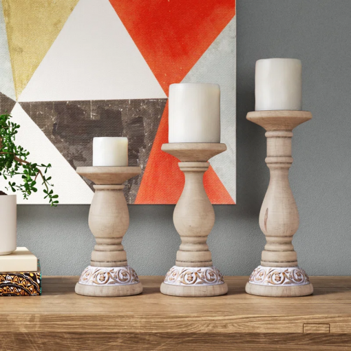 candlelight lane 11.42'' h wood tabletop candlestick