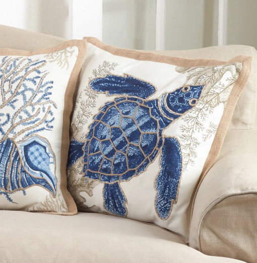 neptunian collection embroidered cotton throw pillow