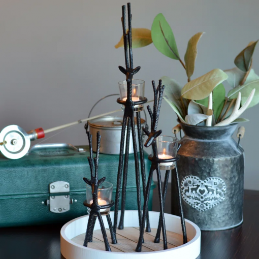 3 piece reindeer votive holder set