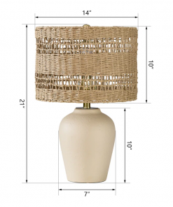 boho style ceramic rattan table lamp for living room/bedroom/entryway console/decorative supplements with rattan accent
