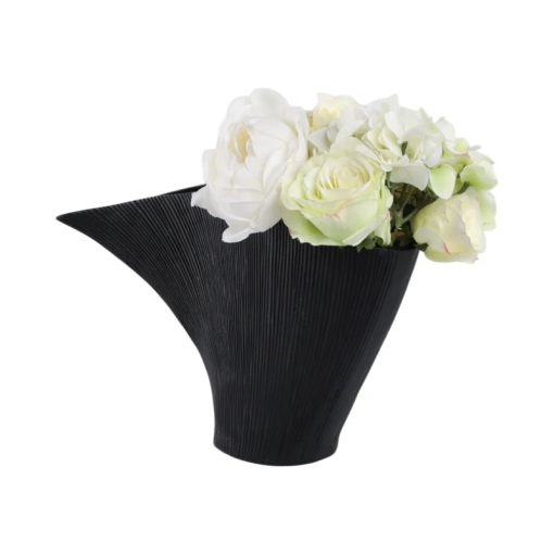 karly modern aluminum metal vase with sculptural design and textured finish for home decor