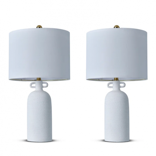 24'' white ceramic table lamp (set of 2)