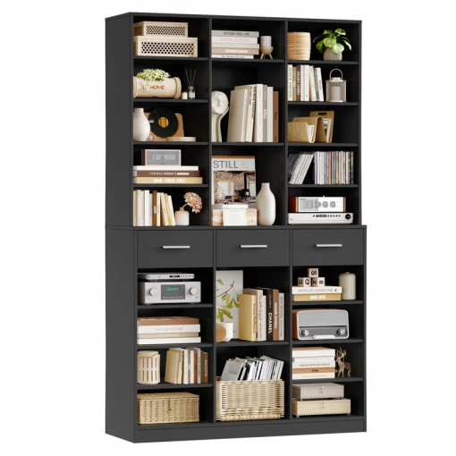 75"h wood storage bookcase with adjustable shelves