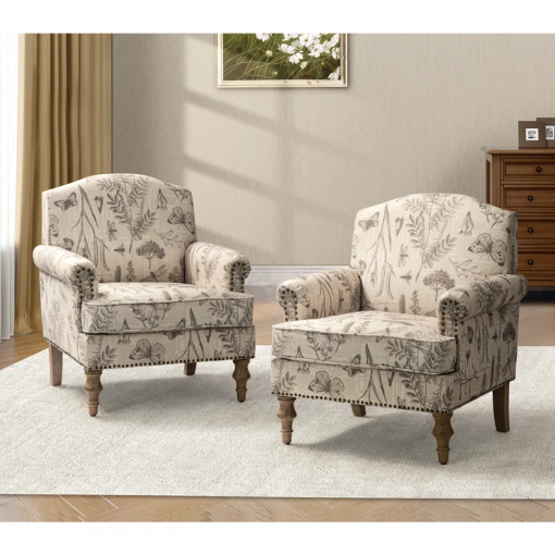 mooresville 30" w armchair with solid wood legs and camelback