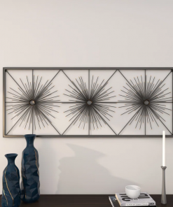 metal sea urchin starburst home wall decor with black frame