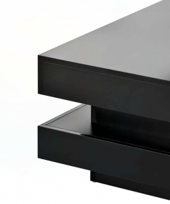 deontea pedestal high gloss minimalist design with led lights, 2 tier square coffee table, center table, living room table