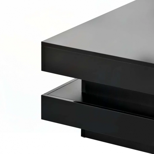 deontea pedestal high gloss minimalist design with led lights, 2 tier square coffee table, center table, living room table