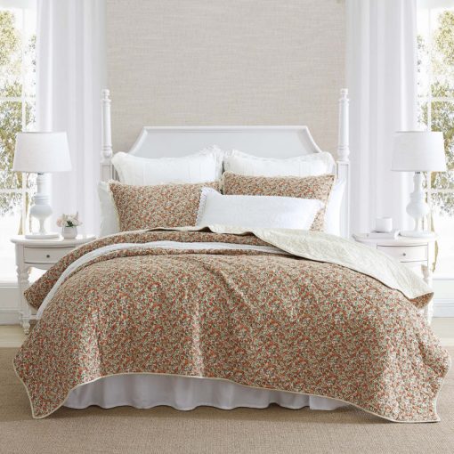 loveston red cotton reversible quilt set