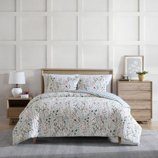 varigated woodland forest cotton reversible pink comforter set