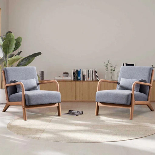 bonnita 26" wide mid century upholstered accent chair with an extra pillow