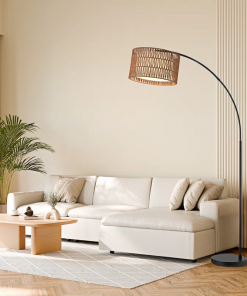 76'' rattan arched dimmable floor lamp with remote control and bulb included