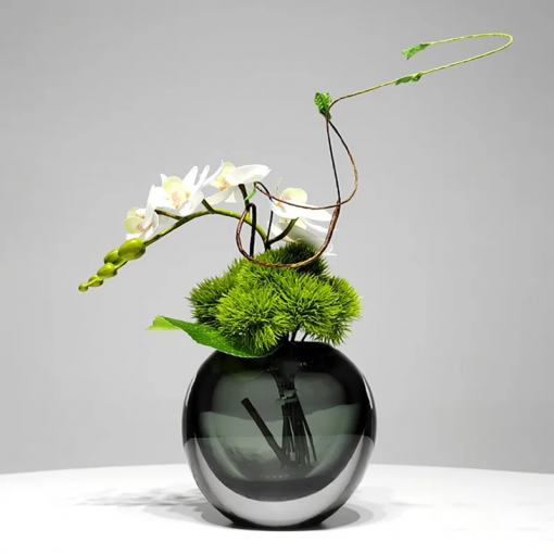 white artificial flower arrangement in vase dining table centerpiece fake flower decor