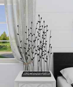 phillipston metal floral decorative black sculpture with loose stones