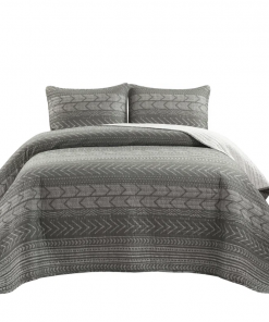 hygge geo reversible contemporary 3 piece quilt set