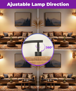 aarzo 69.6'' arched/arc rattan floor lamp with led light and remote control