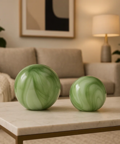 annaleigh modern glass orbs set of 2 stylish decorative accents