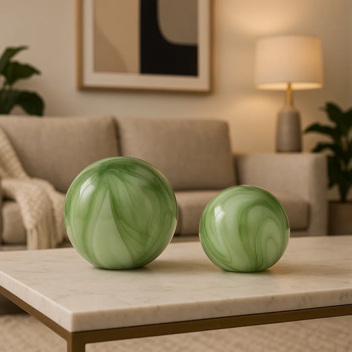 annaleigh modern glass orbs set of 2 stylish decorative accents