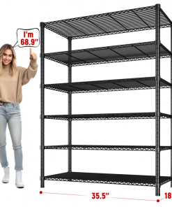 6 tier storage shelves, shelving unit for storage, adjustable kitchen shelves heavy duty pantry shelf