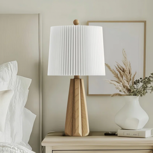 boho style resin table lamp for living room/bedroom/entryway console/decorative supplements with folding shade accent