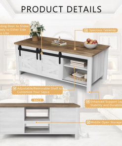 esben 47.2'' long coffee table with 2 sliding doors and 3 hidden storage compartments