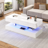 47.2" large lift top led modern high glossy coffee table with charging station