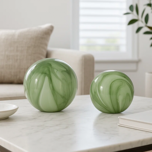 annaleigh modern glass orbs set of 2 stylish decorative accents