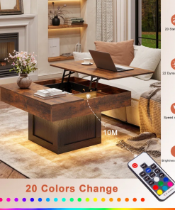 led lift top coffee table with storage