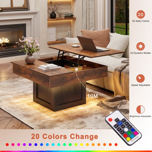led lift top coffee table with storage