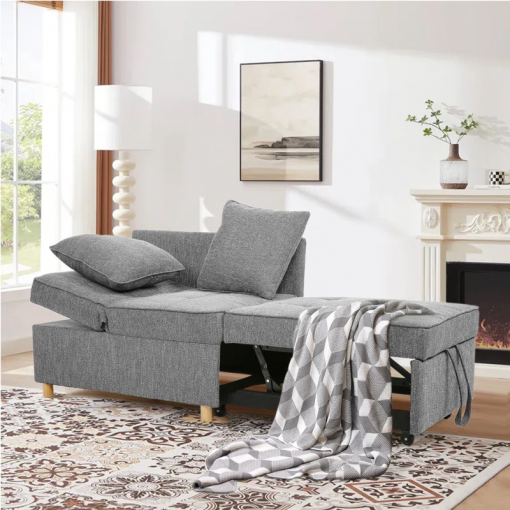 heron 71" upholstered convertible sleeper sofa, pull out sofa bed, chair bed, couch, lounger for small spaces