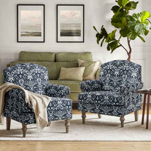 mooresville 30" w armchair with solid wood legs and camelback