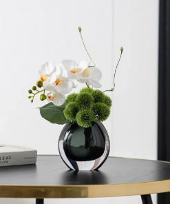 white artificial flower arrangement in vase dining table centerpiece fake flower decor