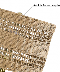 boho style ceramic rattan table lamp for living room/bedroom/entryway console/decorative supplements with rattan accent